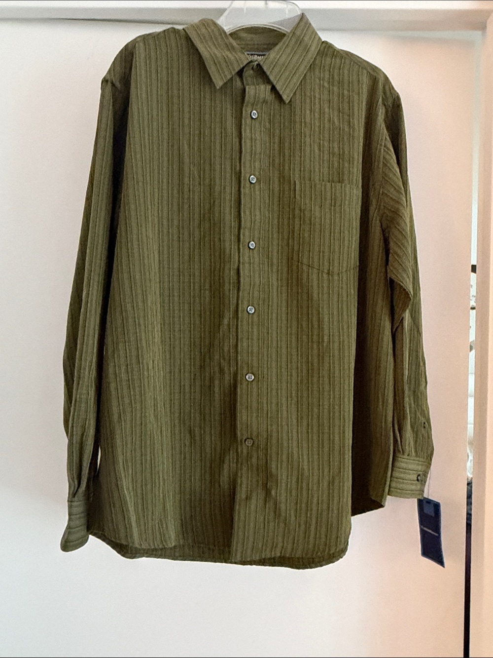 croft & barrow Olive Green Vertical-Stripe Button-Down Shirt